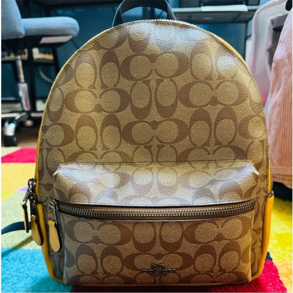 Coach Tan and Yellow Interior Bag